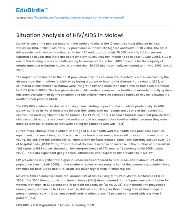 Situation Analysis of HIV/AIDS in Malawi