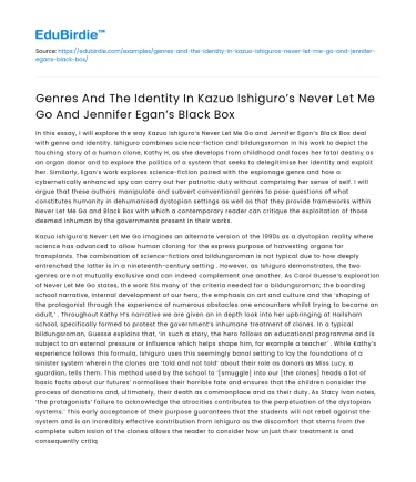 Identity in Ishiguro’s Never Let Me Go & Egan’s Black Box