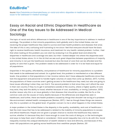 Racial and Ethnic Disparities in Healthcare: A Key Medical Sociology Issue