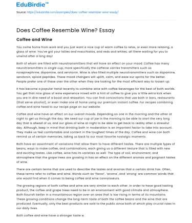 Comparative Analysis of Coffee and Wine