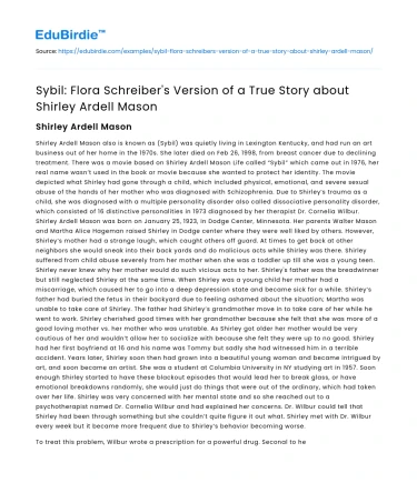Sybil: Flora Schreiber’s True Story of Shirley Ardell Mason