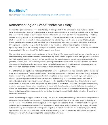 Recollections and Reflections: A Narrative Analysis