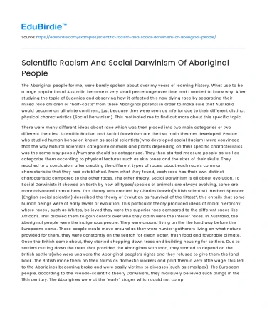 Scientific Racism And Social Darwinism Of Aboriginal People