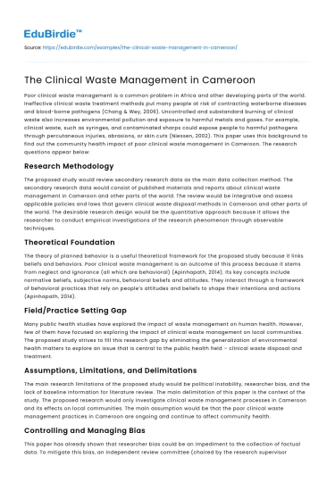 The Clinical Waste Management in Cameroon