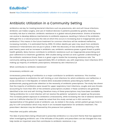 Antibiotic Utilization in a Community Setting