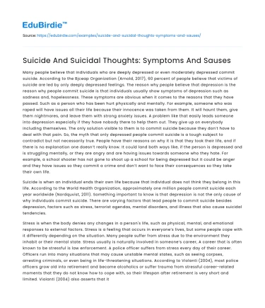 Suicide And Suicidal Thoughts: Symptoms And Sauses