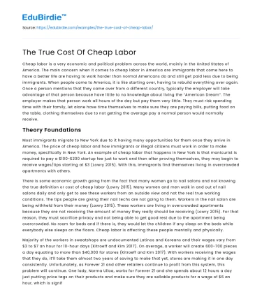The True Cost Of Cheap Labor