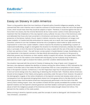 Essay on Slavery in Latin America