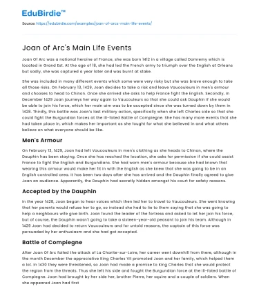 Joan of Arc’s Main Life Events