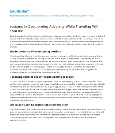 Lessons In Overcoming Adversity While Traveling With Your Kid