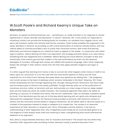 W.Scott Poole’s and Richard Kearny’s Unique Take on Monsters
