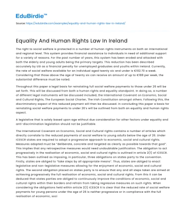 Equality And Human Rights Law In Ireland