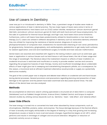 Use of Lasers in Dentistry