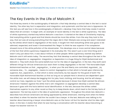 The Key Events in the Life of Malcolm X