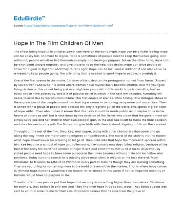 Hope In The Film Children Of Men