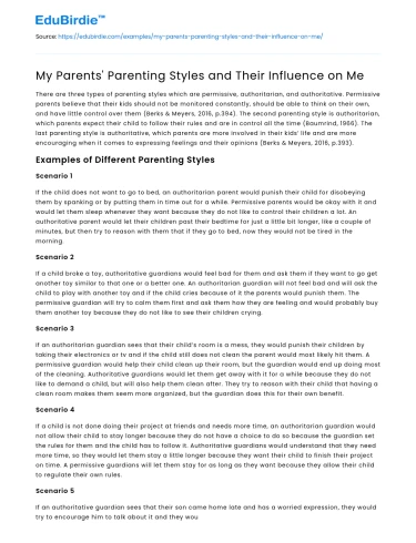 My Parents’ Parenting Styles and Their Influence on Me