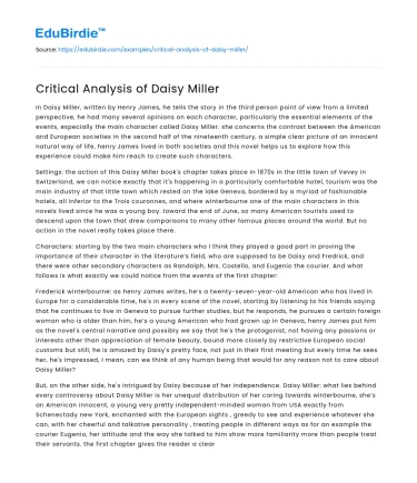 Social Norms in Daisy Miller