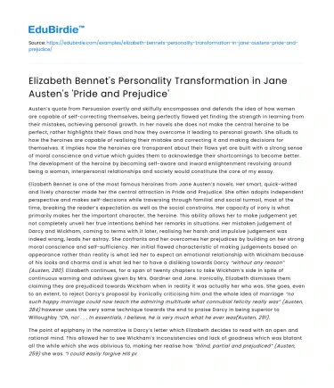 Elizabeth Bennet’s Transformation in ‘Pride and Prejudice’