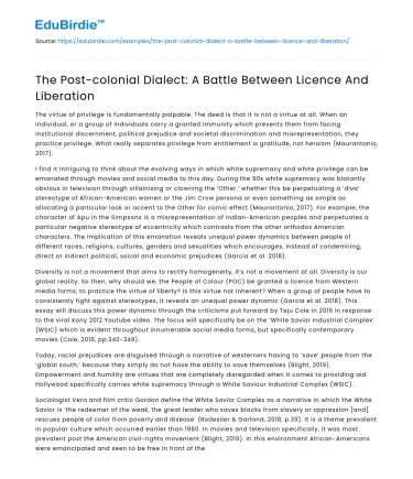 The Post-colonial Dialect: A Battle Between Licence And Liberation