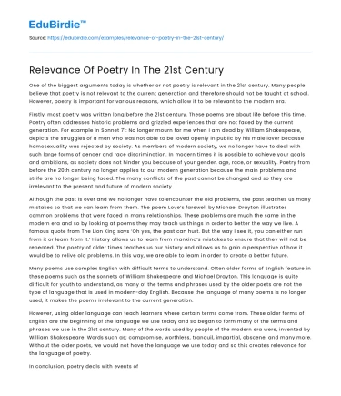 Relevance Of Poetry In The 21st Century
