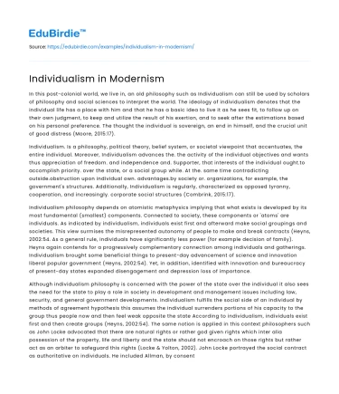 Individualism in Modernism