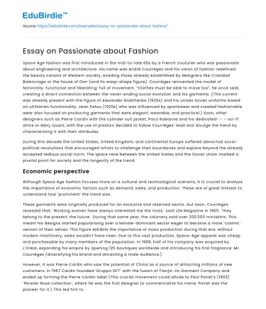 Essay on Passionate about Fashion