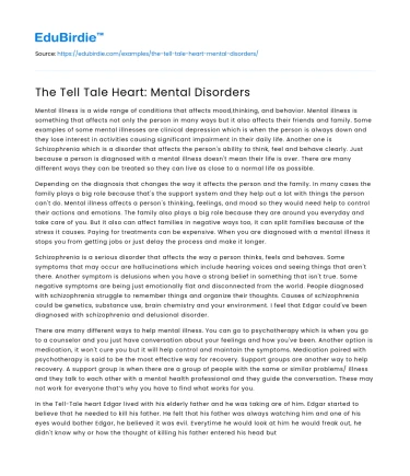 The Tell Tale Heart: Mental Disorders