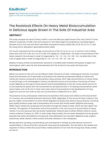 Rootstock Effects on Heavy Metal Bioaccumulation in Industrial Apples