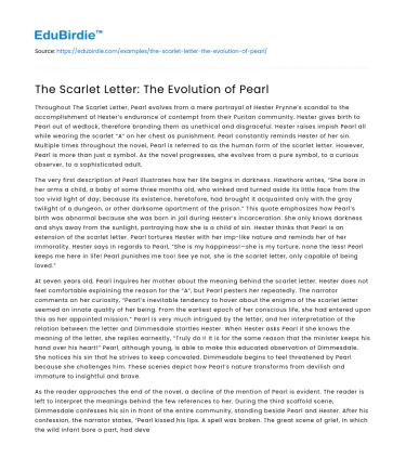 The Scarlet Letter: The Evolution of Pearl