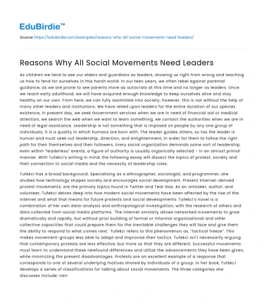 Reasons Why All Social Movements Need Leaders