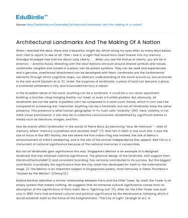 Architectural Landmarks And The Making Of A Nation