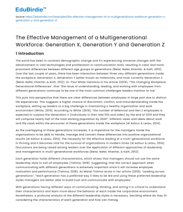 Managing a Multigenerational Workforce: Gen X, Gen Y, Gen Z