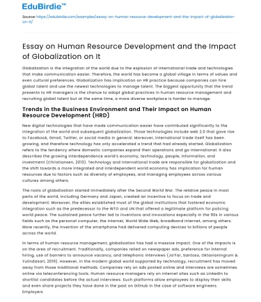Human Resource Development and the Impact of Globalization on It