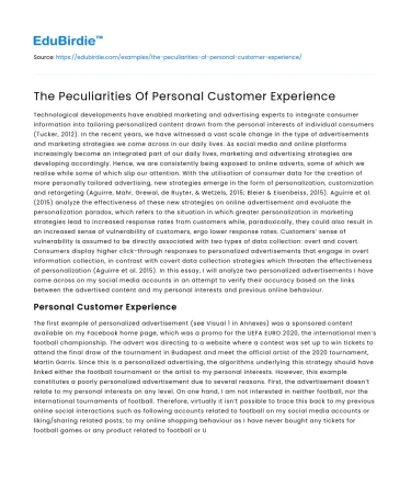 The Peculiarities Of Personal Customer Experience