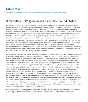 Similarities Of Religion In India And The United States