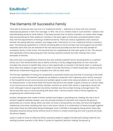 The Elements Of Successful Family