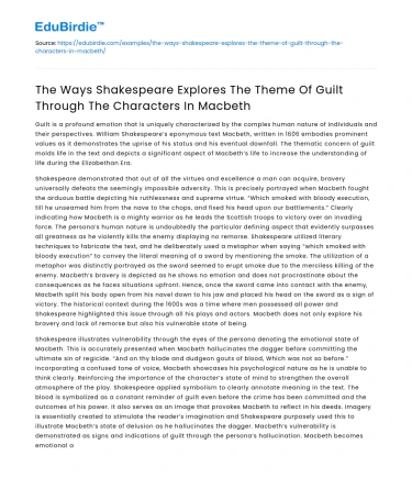 Shakespeare’s Exploration of Guilt in Macbeth’s Characters