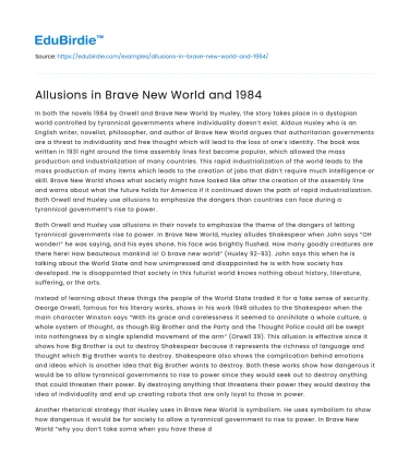 Allusions in Brave New World and 1984