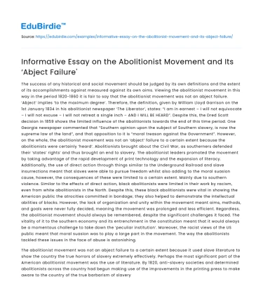 The Abolitionist Movement and Its ‘Abject Failure’