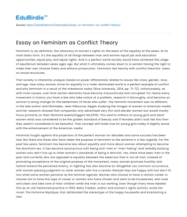 Essay on Feminism as Conflict Theory