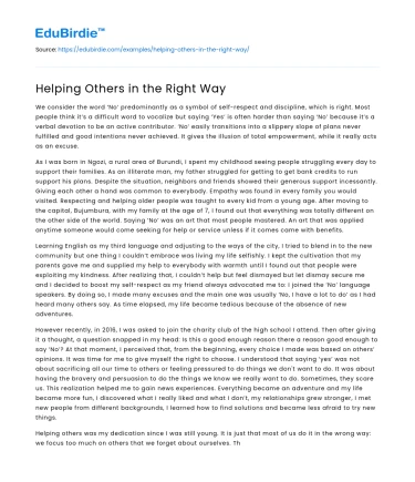 Helping Others in the Right Way