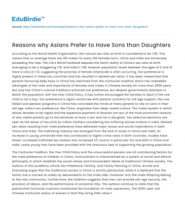 Reasons why Asians Prefer to Have Sons than Daughters