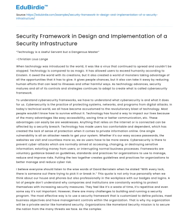 Designing Security Framework for Infrastructure Security