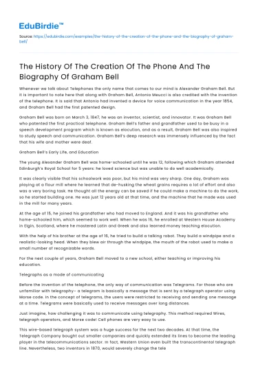 The History Of The Creation Of The Phone And The Biography Of Graham Bell