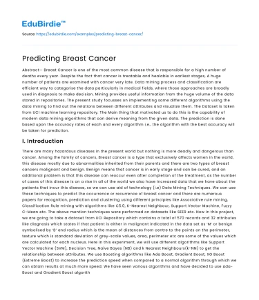 Predicting Breast Cancer