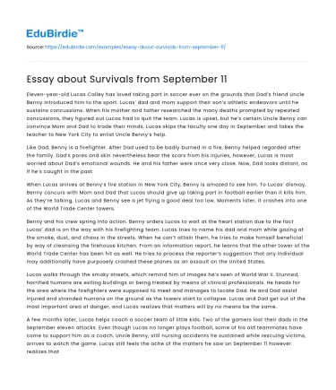 Resilience and Recovery: Survivors of September 11