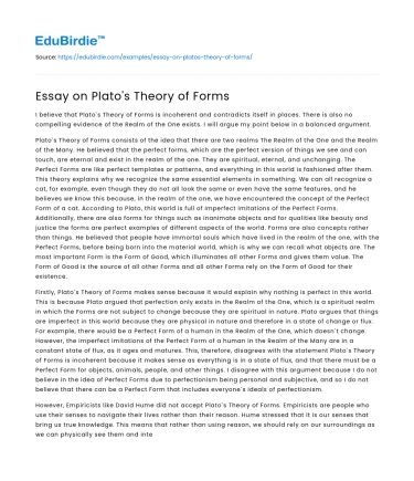 Essay on Plato’s Theory of Forms