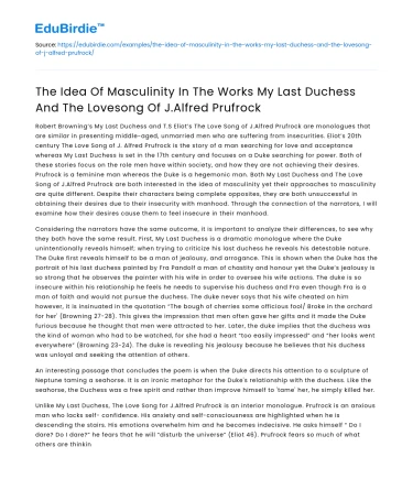 Masculinity in My Last Duchess & The Lovesong of J Alfred Prufrock