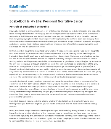 Basketball Is My Life: Personal Narrative Essay