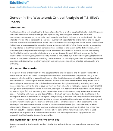 Gender in The Wasteland: Critical Analysis of T.S. Eliot’s Poetry